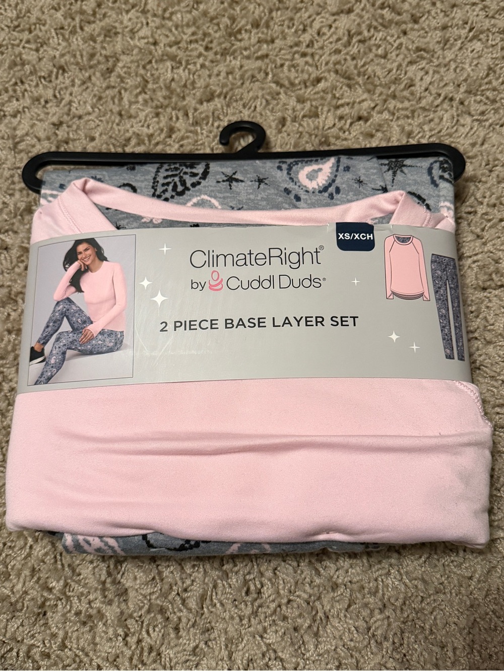 Cuddl Duds Pink 2-Piece ClimateRight Base Layer Set NWT